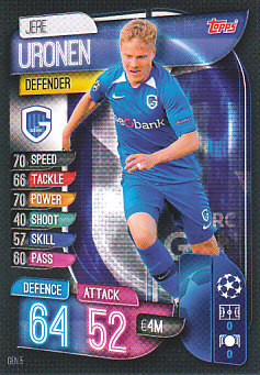 Jere Uronen KRC Genk 2019/20 Topps Match Attax CL #GEN5